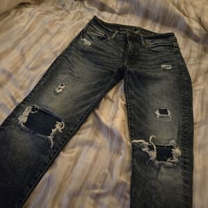 American Eagle Outfitters Blue Skinny Jeans "Flex" Distressed.  Worn Twice!